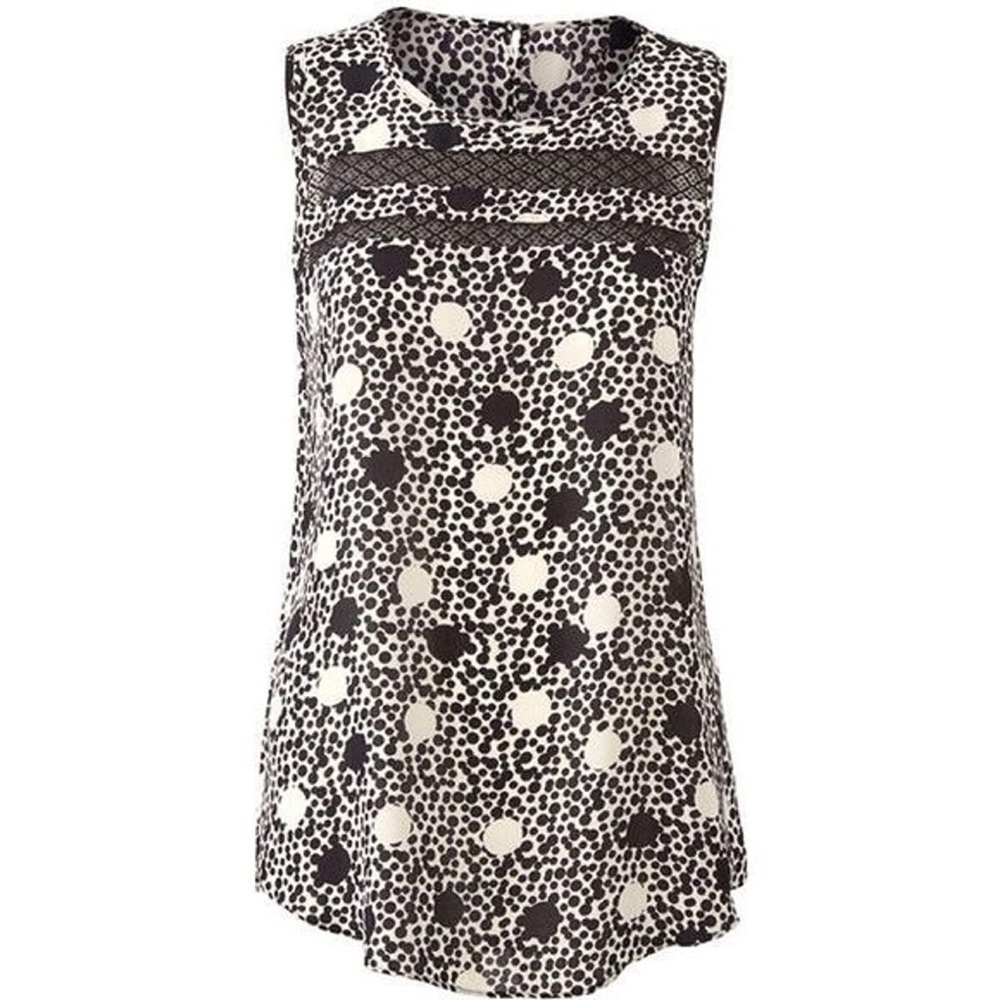 CABI Style # 3079‎ Jot Top Polka Dot Black White Sleeveless Blouse Small